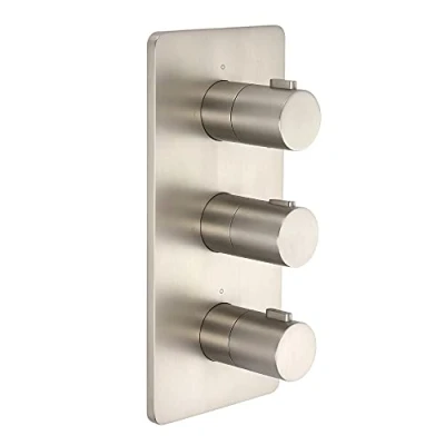 Image of Milano Hunston Modern 2 Outlet Triple Thermostatic Mixer Shower Valve Brushed Nickel