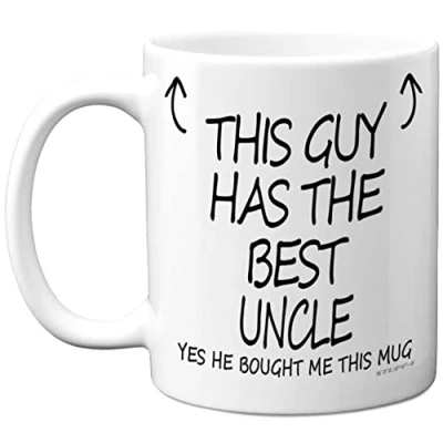Image of Stuff4 This Guy Has The Best Uncle Mug Gifts, 11oz Ceramic Dishwasher Safe Coffee Mugs Nephew Gifts for Birthday, Christmas Day Presents Gift, Premium Cup Made in UK