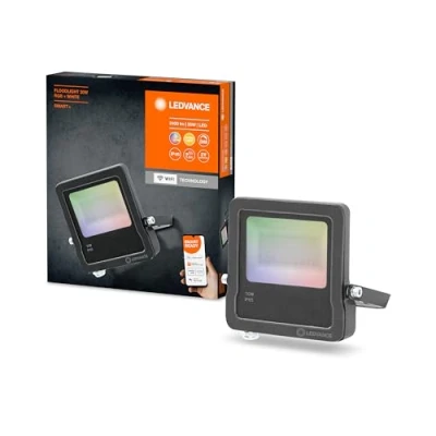 Image of LEDVANCE Smart LEDOutdoor Luminaire with WiFi Technology, FLOODlights for Outside, RGB Colors Changeable, 30 W, Made Of Dark Grey Aluminum, Compatible Google and Alexa Voice, SMART+ FLOOD