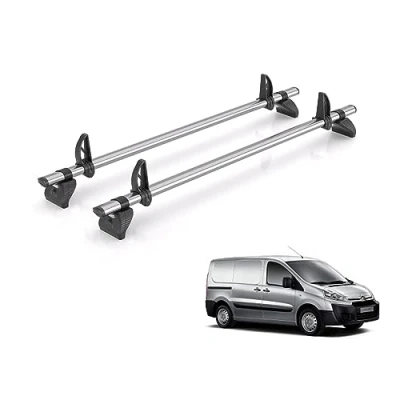 Image of Rhino Roof Rack for Citroen Dispatch 2007 2016 [Only Compatible H1 (low Roof)] 2 Bars + Loadstops JA2FL/KLS2
