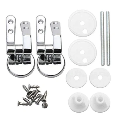 Image of Toilet Seat Hinge 2Pcs for Wood &amp; MDF Seats Pair of Chrome Finished Replacement Hinges Including Fittings Repair Parts by TRIXES