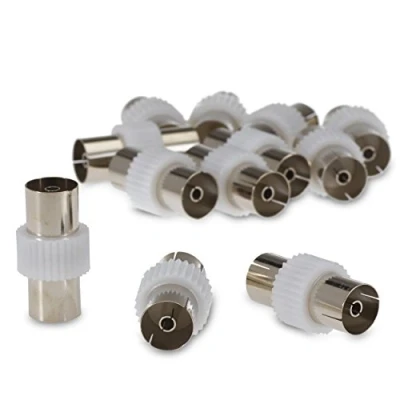 Image of SSL Satellites 10 Pack Coaxial Cable Coupler Joiner Female to Connector &amp; Extender Gender Changer TV Aerial Plug Adapter