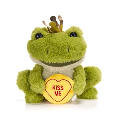 Image of Posh Paws 37686 Swizzels Love Hearts Freddie The Frog, ‘Kiss Me’ 18cm (7 inches) Soft Toy, Green
