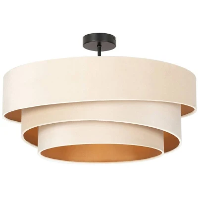 Image of Lindby ceiling lamp Jusari, cream, textile, Ø 56 cm, E27