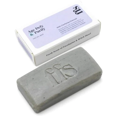 Image of Age Defy &amp; Purify Face Soap Bar Cruelty Free, Vegan Natural w/Rhassoul Clay Charcoal for Breakouts Removing Dirt Excess Oils FFS Beauty w/Witch Hazel Eucalyptus Oil Scent
