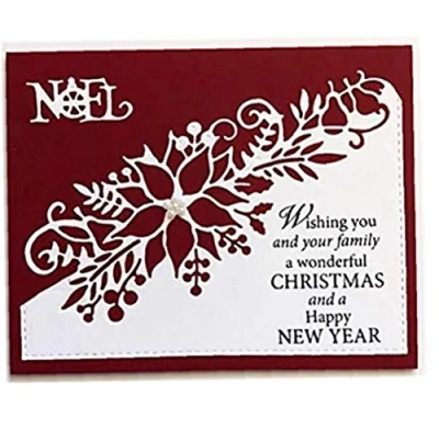 Image of Flower Corner Xmas Christmas Poinsettia Craft Frame Metal Cutting Die 3d Stamp Diy Paper Scrapbooking Card 1pc