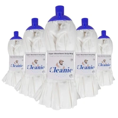 Image of Mr Cleanie Super Absorbent Spunlace Strip Floor Mop Replacement Head Refill for Household Cleaning Kitchen Bathroom 5 Pack
