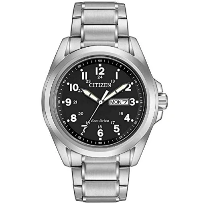 Image of Citizen Eco Drive Men&#039;s Bracelet with Black Dial AW0050 82E