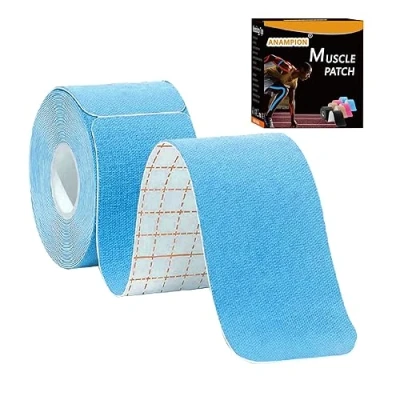 Image of ANAMPION Kinesiology Tape Precut (1 Rolls,20 Strips) Waterproof Sports for Athletes Physio Elastic Pain Relief Adhesive Muscles Shin Splints Ankle Knee &amp; Shoulder (Blue)