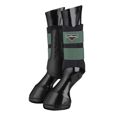 Image of LeMieux Grafter Brushing Horse Boots Protective Gear and Training Equipment Equine Boots, Wraps &amp; Accessories (Hunter Green/X Large)
