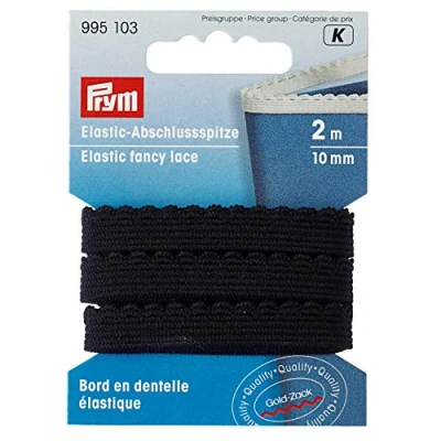 Image of Prym Black Fancy Lace, 84% Polyamide, 16% Elastane, 10 mm