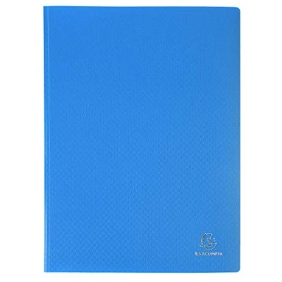 Image of Exacompta Ref 8832E Semi Rigid PP Display Book Suitable for A4 Documents, Wipeable Cover, 500 Micron Polypropylene, 30 Pockets, 60 Viewing Pages Blue Cover