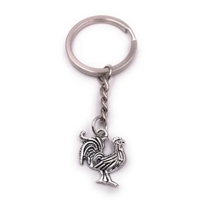 Image of &quot;H Customs Rooster Silver Small Farm Animal Keychain Pendant Metal