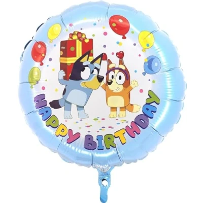 Image of Toyland® 46cm (18&quot;) Round Happy Birthday Bluey &amp; Bingo Character Foil Balloon Kids Party Decorations