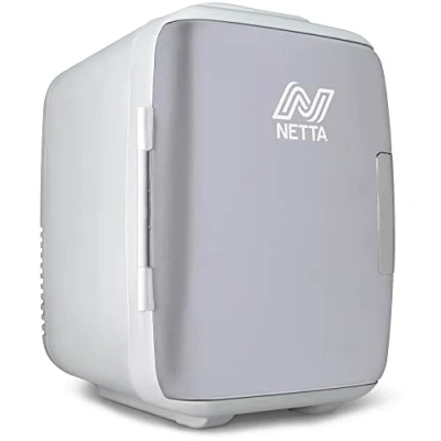 Image of NETTA 5L Mini Fridge Portable Small For Drinks, Snacks, Skincare Bedroom, Student Dormitory, Office With Cooling And Warming Function AC/DC Grey