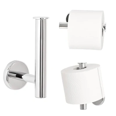 Image of bremermann LUCENTE Bathroom Range Toilet Roll Holder 2 in 1, chrome plated stainless steel
