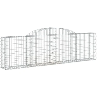 Image of vidaXL Arched Gabion Basket Galvanised Iron Construction 300x30x80/100 cm, Ideal for Garden Decoration and Retaining Wall