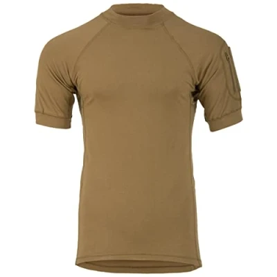 Image of Highlander Combat Tactical T Shirt Stretch Cotton Pockets on Sleeve Coyote Tan (Large)