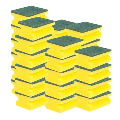 Image of HOMESHOPA Handgrip Scrub Sponges, 32 Pack Non Scratch Extra Hand Grip Super Absorbent Scrubbing Scourer, Dual Sided Dishwashing &amp; Cleaning Scrub, Reusable Washing Up Pads Kitchen Bathroom Pots Pans