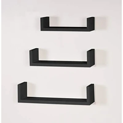 Image of Core Products Hudson Set of 3 Floating &quot;u&quot; Shape Wall Shelf Kit Matt Black