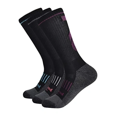 Image of Timberland Women&#039;s Pack of 3 Robust, semi Padded Crew Socks, Black, One Size