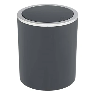 Image of WENKO Inca cosmetic bin, 2 litre capacity, waste bin for guest WC, bathroom with swing lid, small made of plastic, BPA free, Ø 14 x 16.8 cm, anthracite
