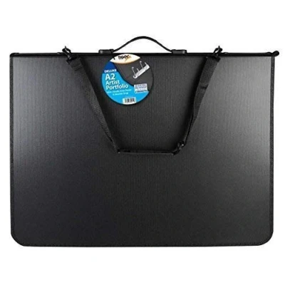 Image of A2 Deluxe Ring Binder Artist Portfolio Black Presentation Carry Case Premium Folder &amp; Strap