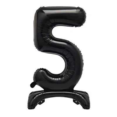 Image of Unique 13785 Giant Standing Foil Number 5 Balloon 76 cm Black