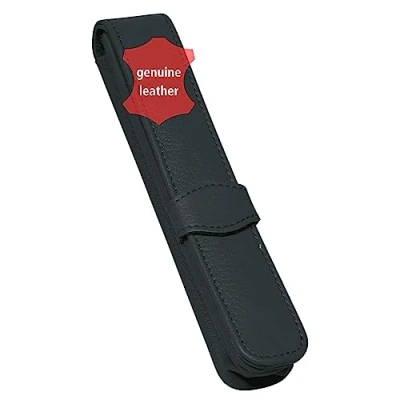 Image of Online Schreibgeräte 90758 Leather pen case, made of genuine leather, black, for one pen, slim, an elegant accessory him and her