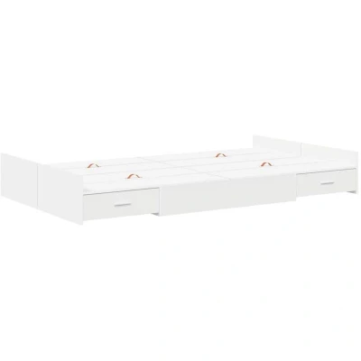 Image of vidaXL Storage Bed Frame with Drawer Headboard White 120 x 200 cm Wood