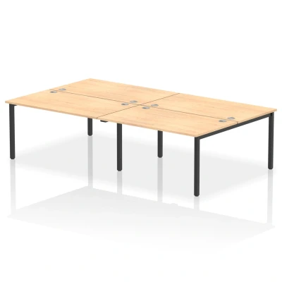 Image of Impulse Bench B2B 4 Person 1400 Black Frame Office Desk Maple