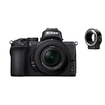 Image of Nikon Z50 + Z DX 16 50mm FTZ Mirrorless Camera Kit (209 point Hybrid AF, High speed image processing, 4K UHD movies, Resolution LCD Monitor) VOA050K004