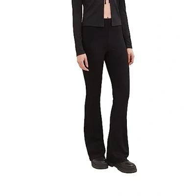 Image of TOM TAILOR Denim Women&#039;s Flared Leggings with Ribbed Structure, 14482 Deep Black, L