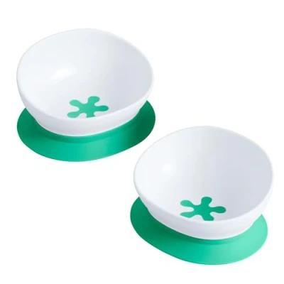 Image of doddl Twin Pack of The 2 in 1 Baby and Toddler Bowl (2 Bowls) with Suction Non Slip Base. Weaning Essentials. Aqua