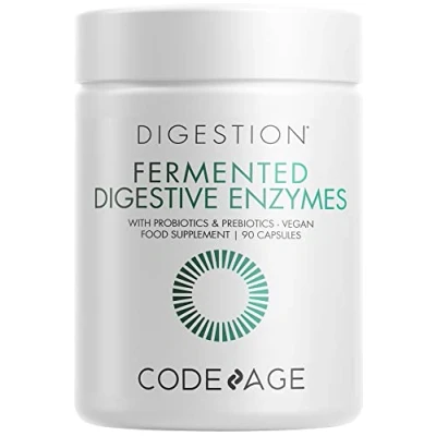 Image of Codeage Fermented Digestive Enzymes Supplement Probiotics, Prebiotics, Vitamins Stomach &amp; Food Enzyme Amylase, Lipase, Lactase Plant Based, Vegan, Non GMO 3 Months Supply 90 Capsules