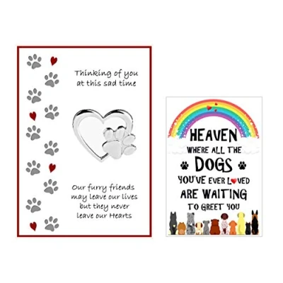 Image of Cards dog Bereavement (size A5) and Heaven Magnet (6x4) Gift set RIP, loss, sympathy, memorial.