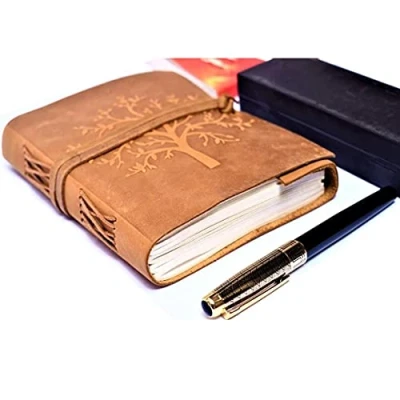 Image of OVERDOSE Buff Tree Journal Diary Notebook Handcrafted Leather for Story Writing Students, Sketchbook Men &amp; Women Size 5x7 inches 12x17 cm