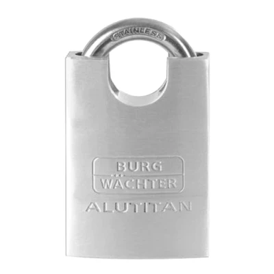 Image of BURG WÄCHTER Padlock with 2 Keys, 8 mm Shackle Thickness, Solid Aluminium Body, Rustproof Interior, Double Locked, Alutitan 770 CS 50