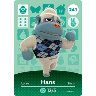 Image of Hans Nintendo Animal Crossing Happy Home Designer Amiibo Card 241