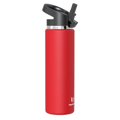Image of Super Sparrow Water Bottle Insulated 1000ml Wide Mouth Metal SwivelSip Flask BPA Free, Leak Proof Ergonomic Straw Bottles for Work, Gym, Travel, Sports