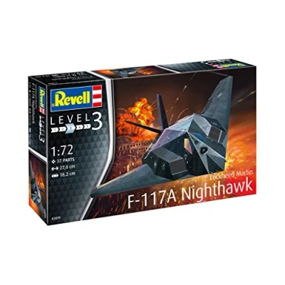 Image of Revell 03899 Lockheed Martin F 117A Nighthawk Stealth Fighter 1:72 Scale Unbuilt/Unpainted Plastic Model Kit, US Armies