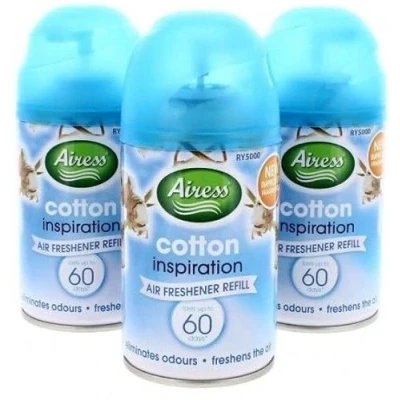 Image of 3 PACK, AIRESS AUTOMATIC SPRAY REFILLS 250ML AIR FRESHNER SELECT SCENTS (Cotton Inspiration)