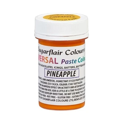Image of Sugarflair Pineapple Universal Paste Food Colouring Concentrated Colour for Of All Foods Including Cake Mix, Chocolate, Batter, Icing, Buttercream &amp; More 22g