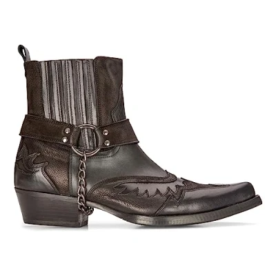 Image of TruClothing Mens Western Cowboy Boots Vintage Pointed Knight Ankle Country Boot Riding Real Leather Black 10 UK