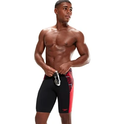 Image of Speedo Men&#039;s Eco Endurance + Splice Jammer, Black/Fed Red/White, 26