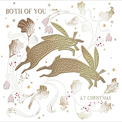 Image of Both Of You Gold Foiled Festive Xmas Hares Christmas Card Greeting Cards 496578