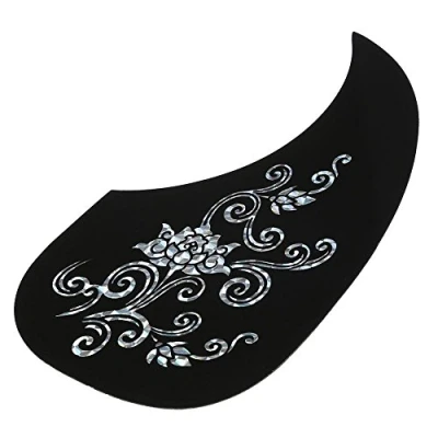 Image of Drfeify Acoustic Guitar Shield, 40/41 Inch 2 Pieces Pickguard Pick Guard Sticker for Accessory (Drop Shape)(Silver Vine)