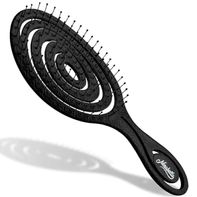 Image of Ninabella Detangling Hair Brush for Women, Men &amp; Children Does not Pull on Recycled Straightening Brushes Straight, Curly Wet Detangle Unique Spiral Hairbrush