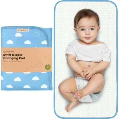 Image of Portable Diaper Changing Pad Waterproof Foldable Baby Mat Travel Change Lightweight Pads for Changer Machine Washable Small (Cloud)