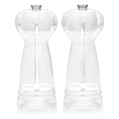 Image of Salter BW12949EU7 Harper Set Salt &amp; Pepper Ceramic, Spice Mills with Adjustable Fine to Coarse, Twist Grind Universal Mechanism, Transparent Acrylic Body, Clear